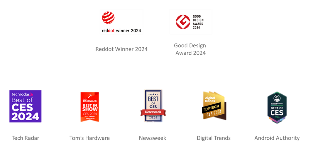 Red Dot 2024 · Good Design 2024 · CES Media Awards ×5