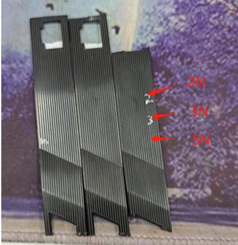Texture plates marked with 2N, 3N and 5N scratch results
