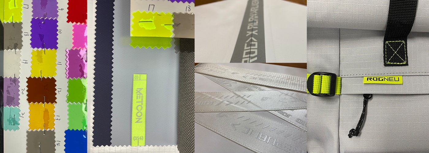 Sleeve material sourcing — fabric swatches, webbing and vendor samples